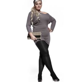 Adrian Hera Diamond Patterned Plus Size Black Tights