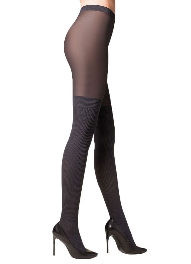 Roxy Ribbed Over-Knee Cotton Tights in Grey/Black at Ireland's Online Shop  – DressMyLegs