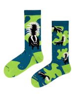 TakaPara Funky Unisex Blue & Green Socks with Black & White Skunks