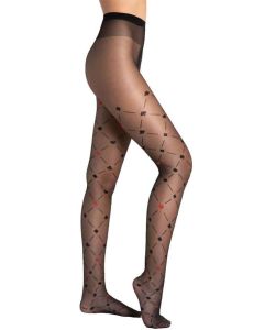 Fiore Poker 15 Den Patterned Black Tights