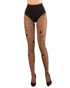 Gabriella Dalma Polka Dot Patterned Black Tights