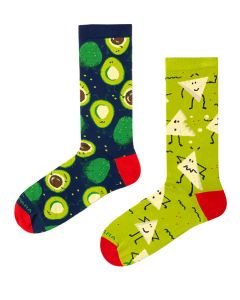 Funky Colourful Navy and Green Socks, Avocado & Nachos