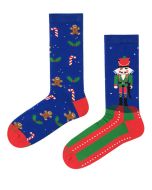 TakaPara Funky Mismatched Christmas Socks in Navy - The Nutcracker