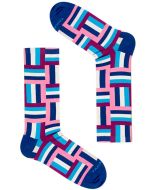 Funky Socks with Vibrant Pink, Navy, White & Blue Stripe Pattern