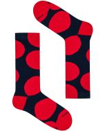 Funky Black and Red Socks with Large Polka Dots by TakaPara