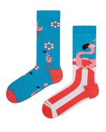 Funky Mismatched Turquoise Socks Flamingo