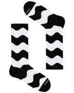 Funky Black and White Socks Featuring Striking Patterns or Wavy Stripes