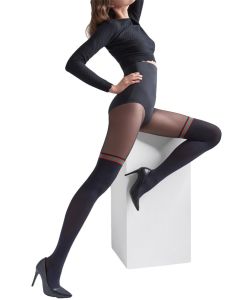 Marilyn Zazu R13 Mock Over The Knee Semi Opaque Black Hosiery Tights
