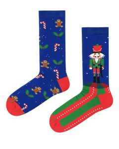 TakaPara Funky Mismatched Christmas Socks in Navy - The Nutcracker
