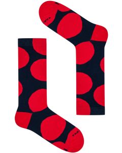 Funky Black and Red Socks with Large Polka Dots by TakaPara