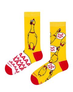 TakaPara Mismatched Yellow Socks - Rubber Chicken