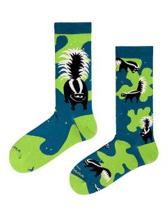 TakaPara Funky Unisex Blue & Green Socks with Black & White Skunks