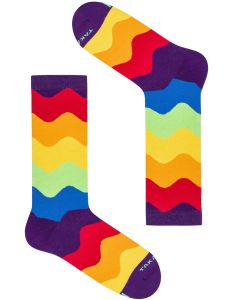 TakaPara Funky Colourful Pride LGBT Wavy Rainbow Colour Socks 