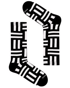 TakaPara Fun & Funky Black & White Patterned Design Socks for Men and Women