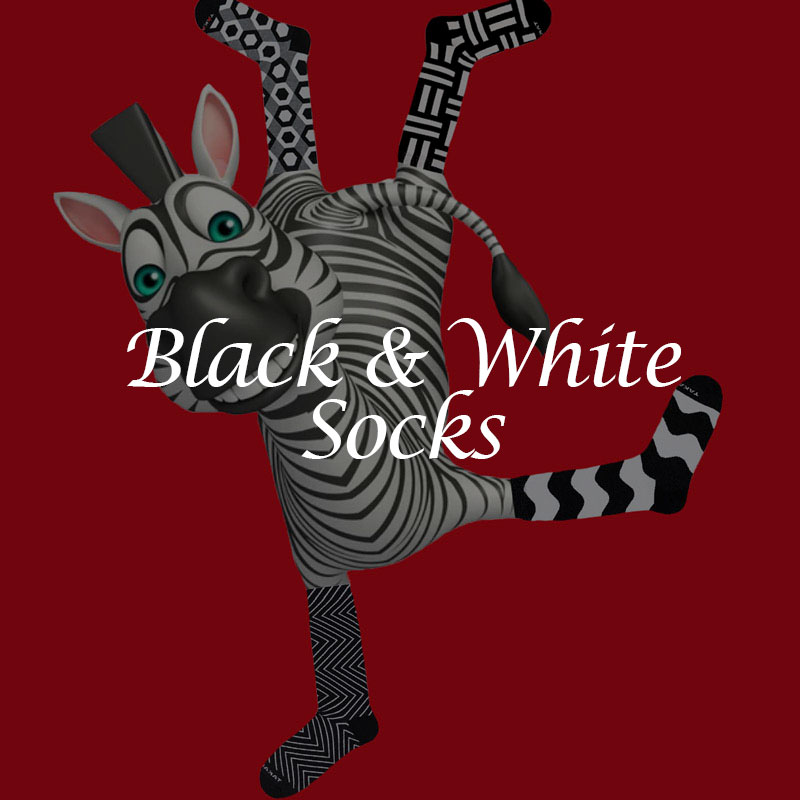 TakaPara Patterned Black and White Unisex Socks fro Men and Women