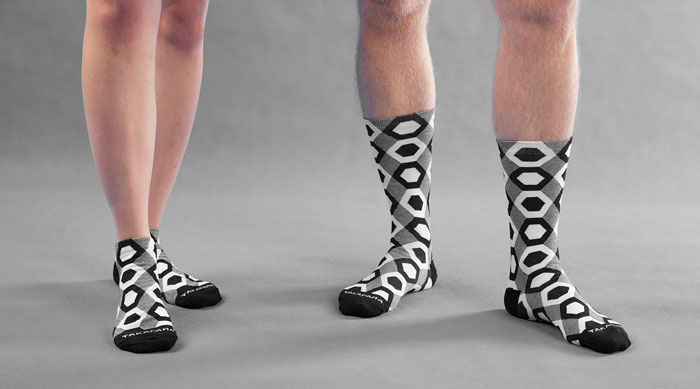 TakaPara Funky Black and White Socks with a Unique Hexagon Pattern - Zawiszy